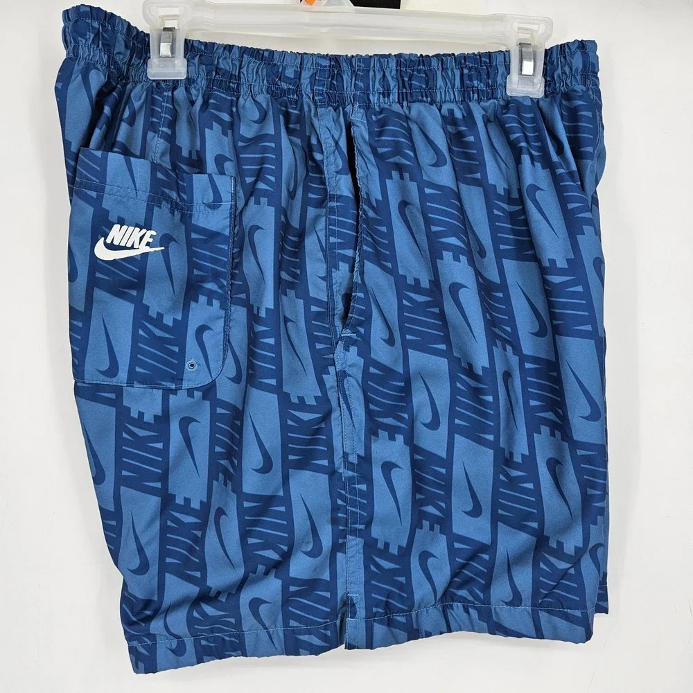 Nike Shorts Mens Extra Large Swoosh All Over Print Blue‎ Swim Sportswear